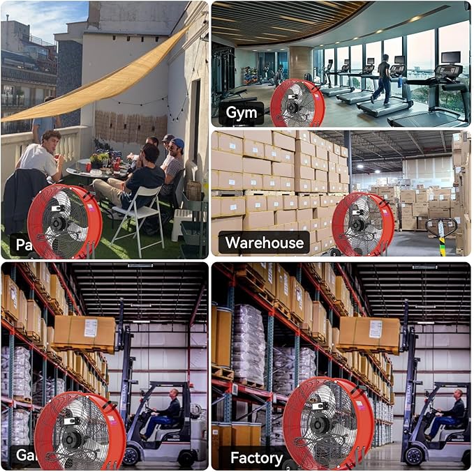30 Inch Industrial Drum Fan 14000 CFM Ultra High Velocity Floor Fan for Large Warehouse, Shop & Gym - 3-Speed Heavy Duty Metal Cooling Fan with 360° Tilt, Rolling Wheels & UL Safety Listed