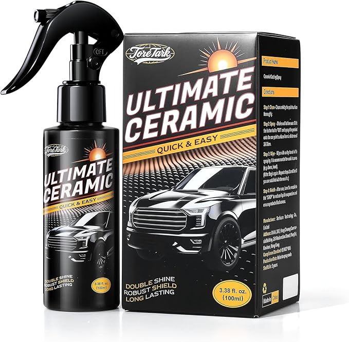 Real Ceramic Coating for Cars Polish (3.38 Fl Oz), Unmatched Shine Car Wax Coating Spray, No Pungent Smell, Quick Detailer Spray Wax, Lasts 50+ Washes Car Paint Sealant