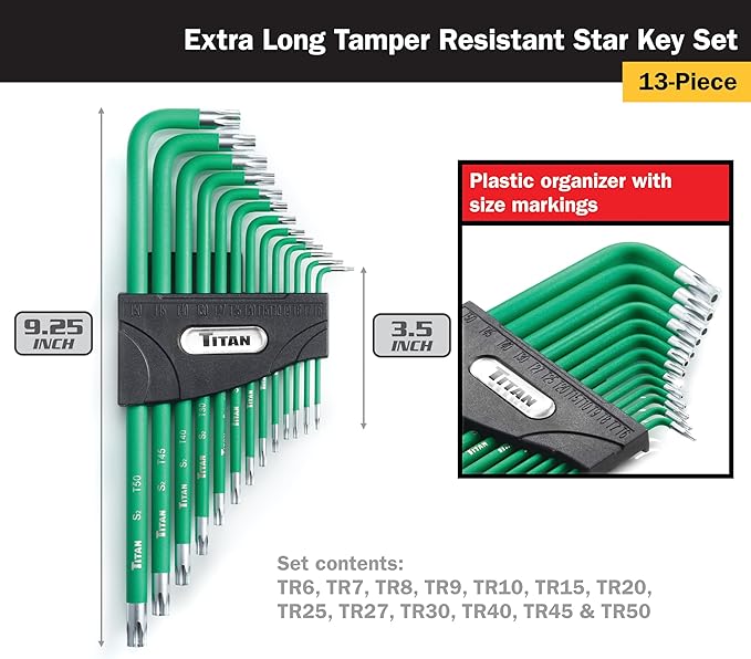 Titan 12763 35-Piece Star, Metric, and SAE Hex Key Set