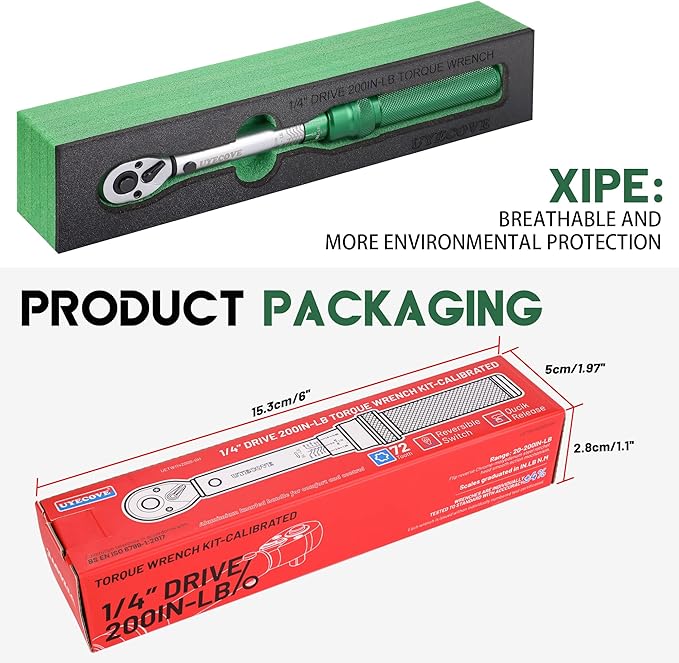 1/4-Inch Drive Click Torque Wrench, Bike Torque Wrench 20-200IN.LB/2.28-22.6N.M with a XIPE Storage Tray