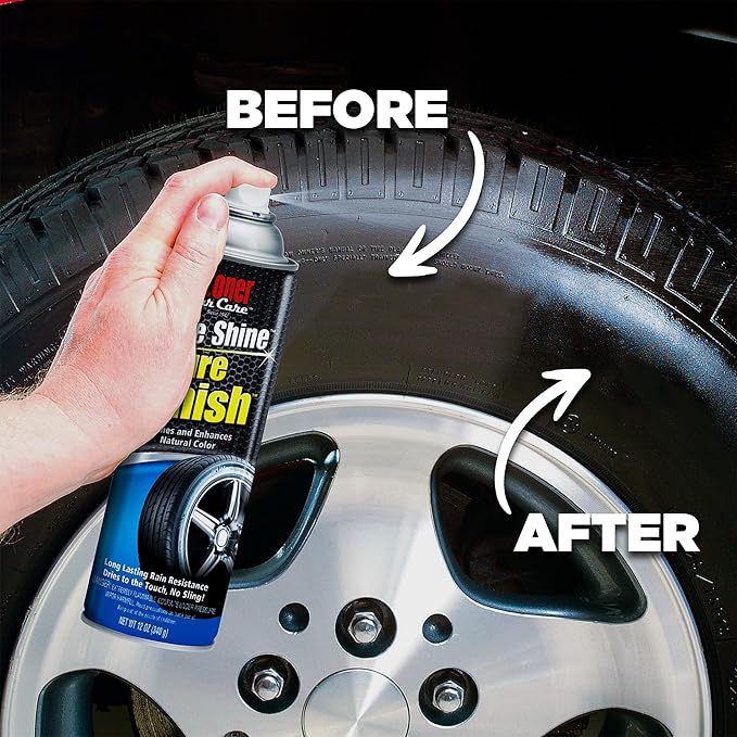 Stoner Car Care 91094-6PK More Shine Tire Finish – Tire Shine Spray Restores Deep Matte Black Finish with Long-Lasting Rain-Resistant Protection, Dry-to-Touch – 12 oz (Pack of 6)