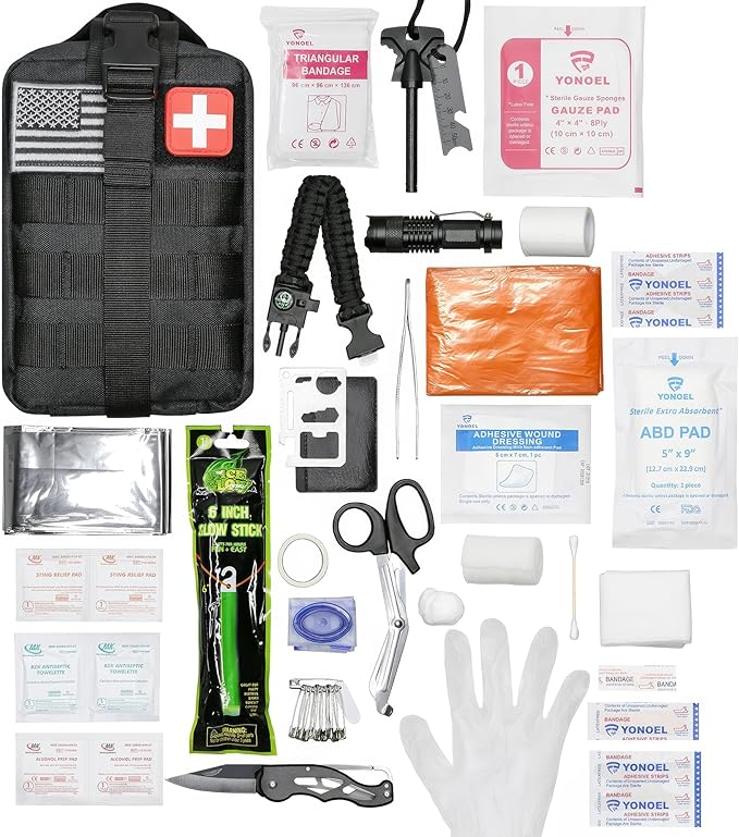 EMT 1st 250 Pcs Emergency Responder First Aid Kit with 30 Unique Items & Mylar Blankets Large First aid kit for car, Travel & Home - Emergency Bag for Hiking, Camping, Backpacking and Outdoor