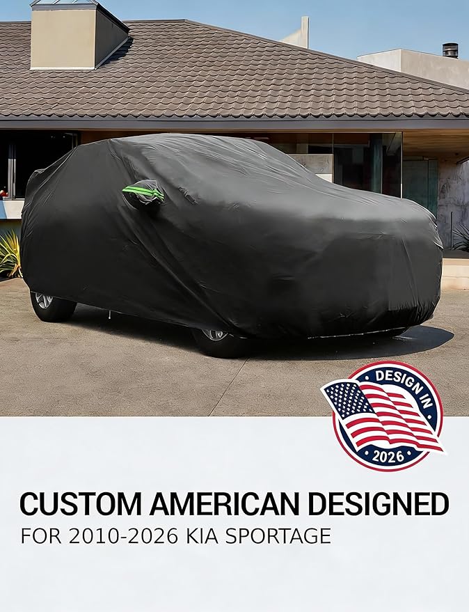 Proadsy Car Cover for 2010-2024 2025 2026 Kia Sportage, Waterproof All Weather for Automobiles, Windproof Snowproof Rain Hail Sun UV Protection Full Outdoor Indoor Exterior Car Covers, Black