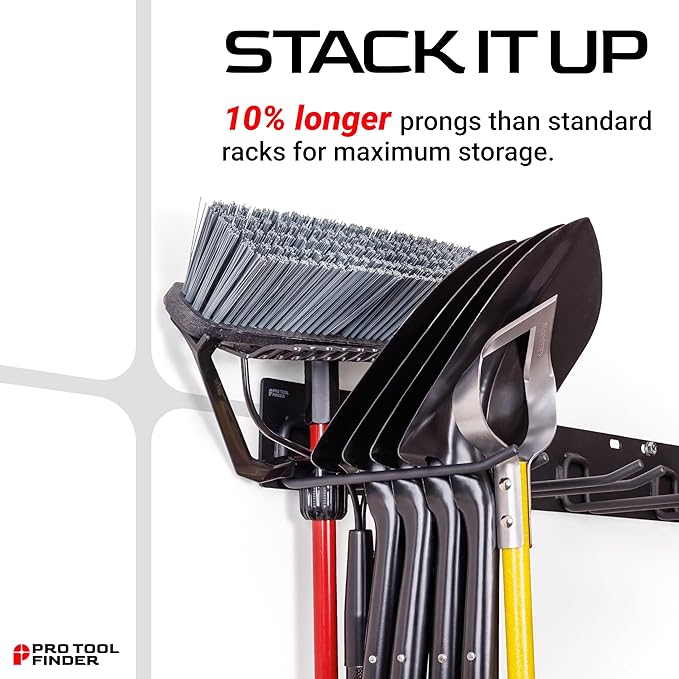 Stud-Mounted Commercial-Grade Steel Garden Tool Organizer for Garage Wall, 2-Pack – 1300 lb Rated