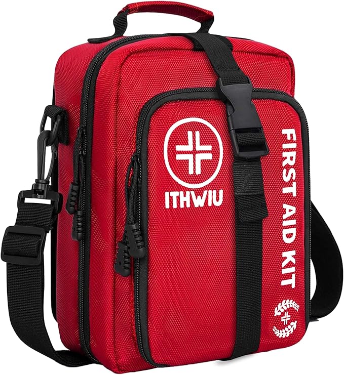 400 Piece Large First Aid Kit for Car, Home, Office, Hiking, Boating, Travel, Outdoor, Premium Compact Water-Resistant Trauma First Aid Kit for Any Emergencies, Red