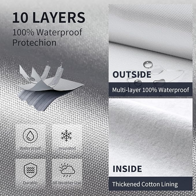 Multi-Layer Car Cover Custom Fit for Dodge Durango(1998-2026), 100% Waterproof All Weather for Automobiles, Gift with Towel, Heavy Duty Car Covers for Rain Sun UV Protection with Door Zipper