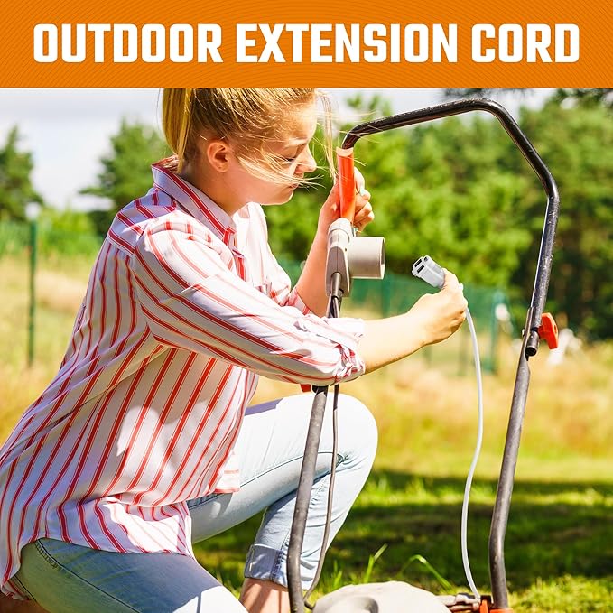 Heavy Duty Extension Cord/Wire Power Cable, Indoor/Outdoor, 16/3, Single Outlet, 30 Feet, UL Listed, White