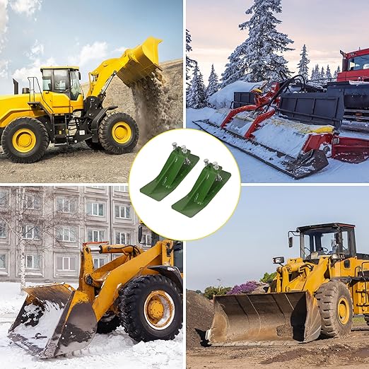2Pcs Tractor Bucket Protector, Skid Edge Guard - Double Lock Nuts & Bolts, 4.5" Width Green Steel Plate, Universal Fit for 60" to 72" Loaders, for Snow Removal, Gravel, Leaves Spreading