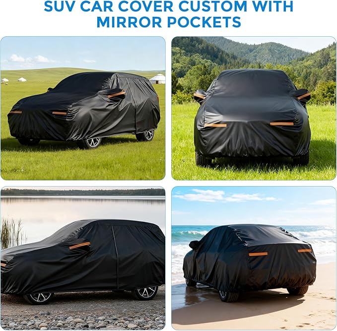 Winter Car Cover for Dodge Durango 1998-2025, Heavy Duty SUV Full Car Cover Waterproof All Weather Outdoor for Hail Snow Ice Rain Sun UV Dust Protector, with Driver Side Zipper & Reflective Strips