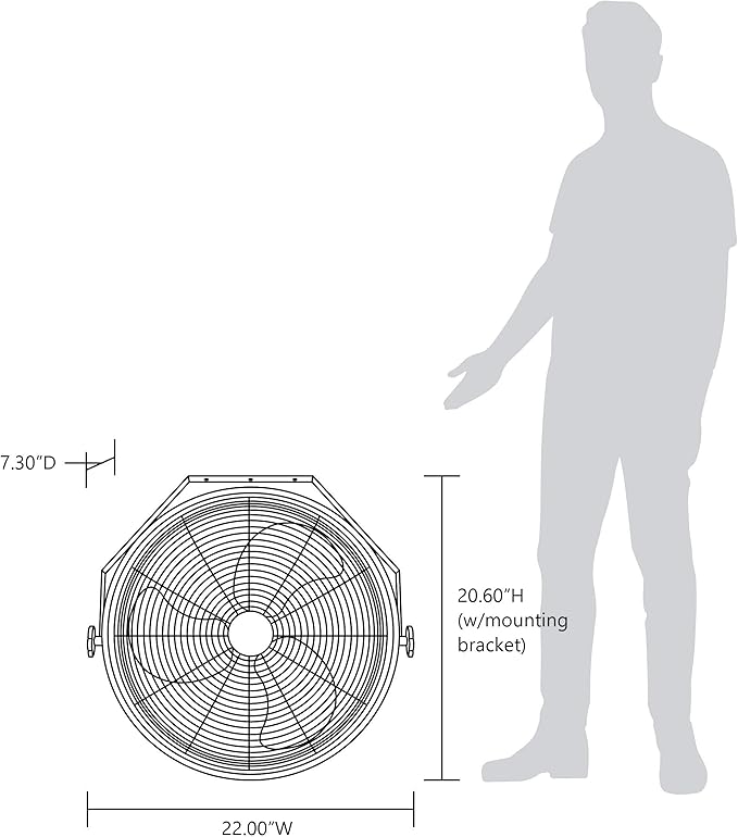 NewAir 18” High Velocity Wall Mounted Fan | Industrial Grade with 3,000 CFM Airflow, 3 Speeds and Heavy-Duty Metal Blades | Fan for Bedroom Garage, Gym & Home Use