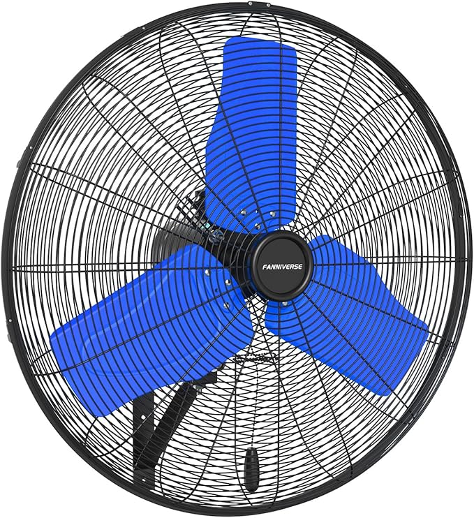 24 Inch Outdoor Waterproof Wall Mount Fan, 9500 CFM Heavy Duty Oscillating Commercial Metal Fan with Totally Enclosed Motor & GFCI Plug for Patio, Barn & Garage (UL Listed)