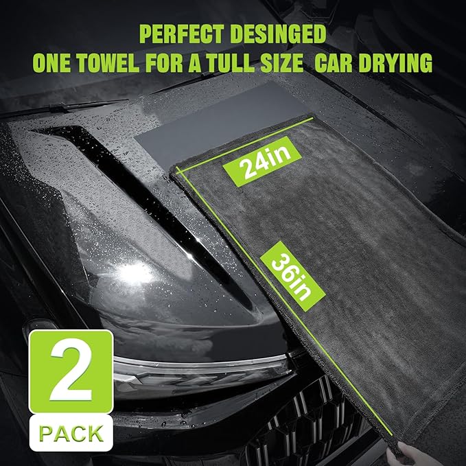 TTRCB Car Wash Kit, Car Cleaning Kit, 2PCS Car Drying Towel (36" x 24"), Car Wash Mitt, Microfiber Towels for Cars, Ultra-Absorbent, Streak Free, Car Detailing Accessories Supplies for SUV, RV, Trucks