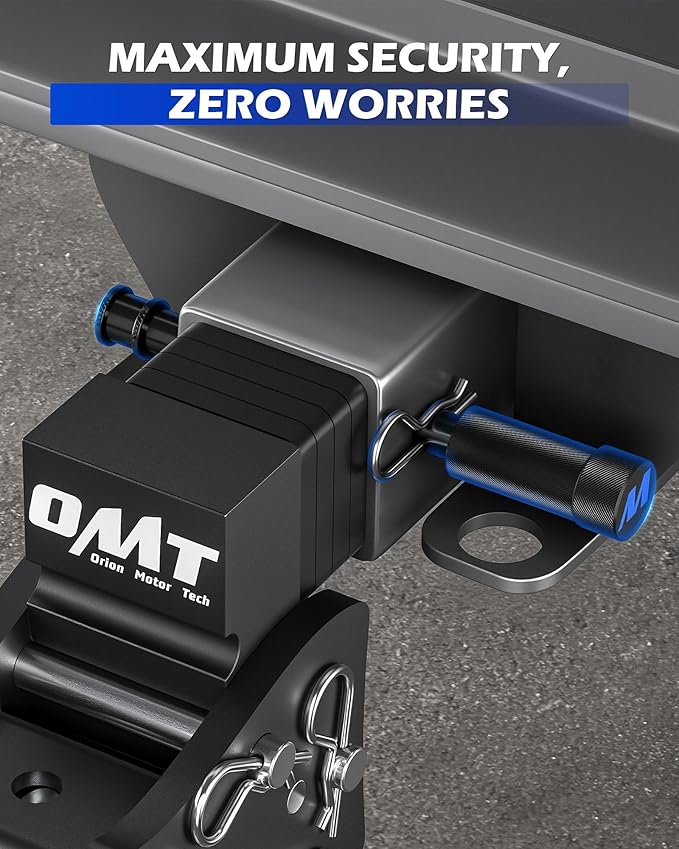 Orion Motor Tech Locking Hitch Pin, Fits 2" & 2.5" Receiver with 5/8" Diameter Hitch Pin Lock, Anti-Theft Steel Hitch Pin Lock with Key for Class III IV, Anti-Rattle Trailer Hitch Pin with O-Rings