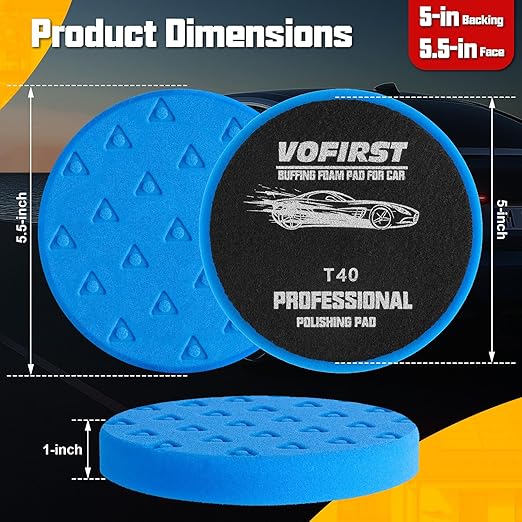 6 Pcs Buffing Polishing Pads, 5.5 Inch Buffing Pads for 5 Inch 125mm Backing Plate Compound Buffing Sponge Pads Cutting Polishing Pad Kit for Car Buffer Polisher Compounding, Polishing & Waxing
