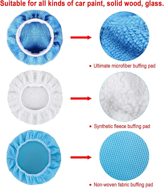 SIQUK 12 Pieces Car Polisher Pad Bonnet 5-6 Inch Polishing Bonnets Microfiber Waxer Bonnet Polishing Pad Bonnet Buffing Pad Cover Buffer Bonnets for Car Polisher