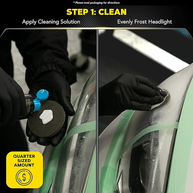 Meguiar's Two Step Car Headlight Restoration Kit, Headlight Cleaner Restores Clear Car Plastic and Protects from Re-Oxidation, Includes Coating and Cleaning Solution - 4 Count (1 Pack)