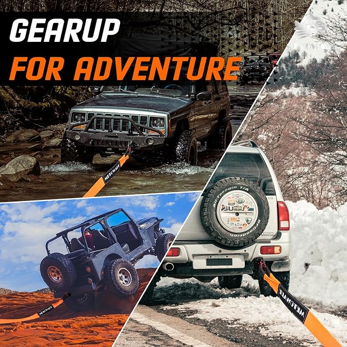 METOWARE Tree Saver Tow Strap 3'' × 8ft Recovery Strap, Heavy Duty Tow Straps with 35,000 lb Capacity, Triple Reinforced Loop Straps, Emergency Off Road Towing Rope, Extreme Water-Resistant (Orange)