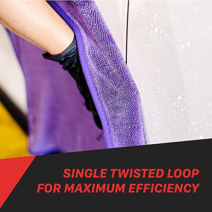 Maxshine Universal Purple Microfiber Drying Towels (24” x 36”, 600GSM) | Single Twisted Loop Plush Towels | Ultra-Absorbent Streak-Free Cloths for Car Wash, Drying & Auto Detailing