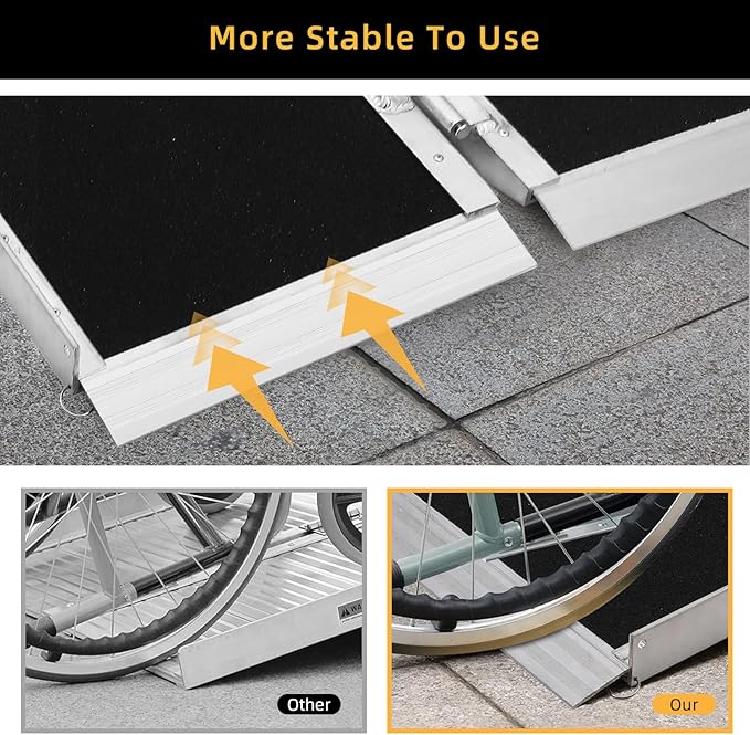 EliteEdge Portable Ramp 3FT - High Weight Capacity, Non Skid Aluminum, Folding Wheelchair Ramp for Home Entrance, Thresholds, Stairs, Curbs, Scooters