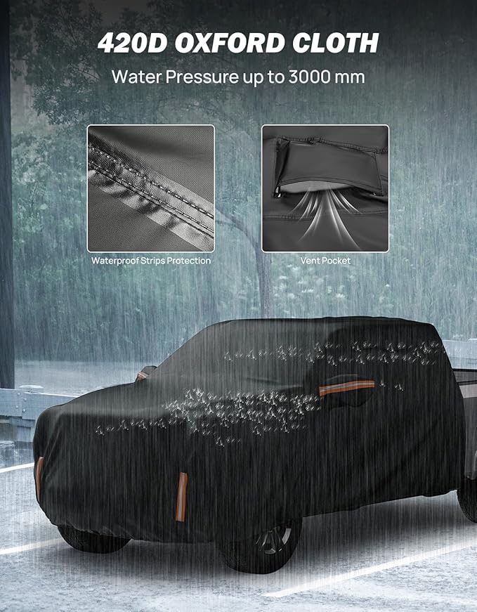 JOYTUTUS Super Crew Cab Car Cover Compatible with 2015-2026 F150, Truck Half Cover Indoor Outdoor Snow Hail UV Waterproof All Weather Protection