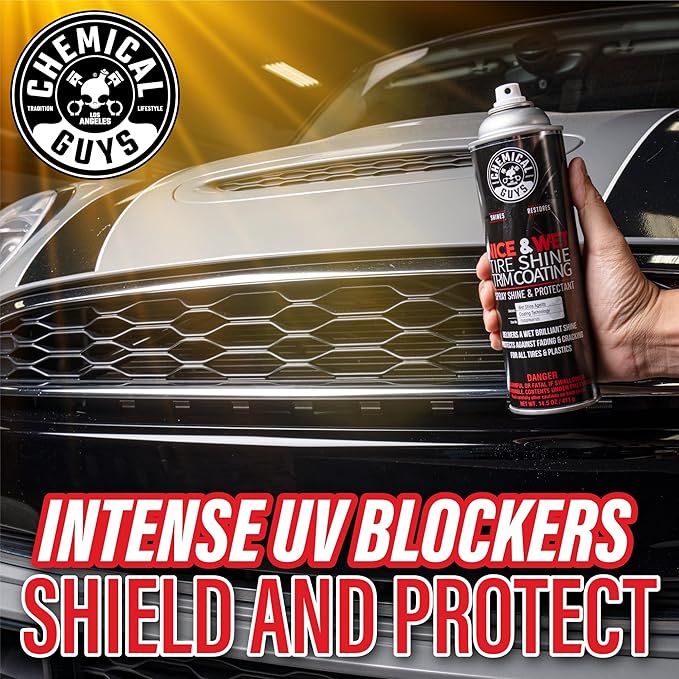 Chemical Guys Nice and Wet Tire Shine (Aerosol) (2 Pack) – High Gloss Tire Dressing Spray for Black Shine & Water-Based Protection