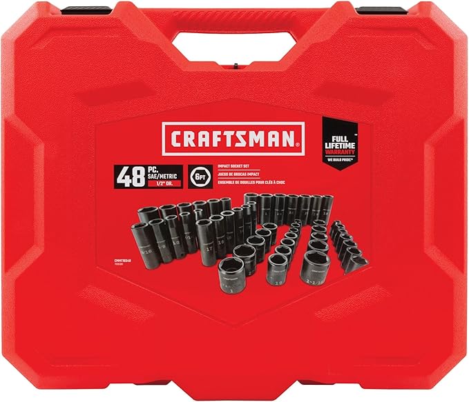 CRAFTSMAN Deep Impact Socket Set, SAE, 1/2-Inch, 48-Piece (CMMT16548)