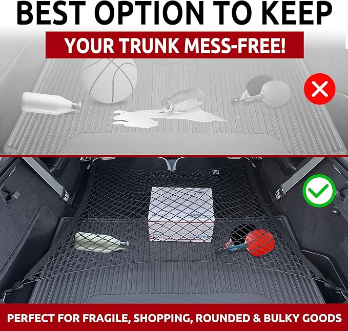 Floor Style Trunk Mesh Cargo Net for Volvo XC90 2015-2026 - Car Accessories - Premium Trunk Organizer and Storage - Cargo Net for SUV- Vehicle Carrier Organizer for Volvo XC 90