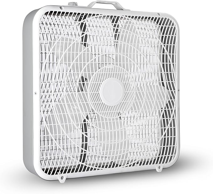 Xcity 20 Inch Box Fan with Carry Handle, Portable Powerful and Quiet 3-speed Floor Fan with Protection Net, Durable 70W Lightweight for Bedroom Study Home