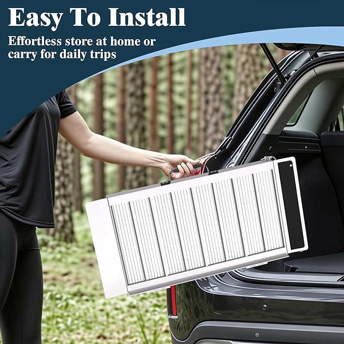 Portable Wheelchair Ramp 3FT, Non-Slip Aluminum Folding Handicap Ramp for Home Steps, 600LBS Capacity Threshold Ramp for Doorways, Stairs, Scooters
