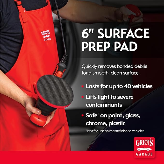 Griot's Garage Surface Prep Pad, Clay Bar Alternative for Car Detailing, Cleaning, Polishing and Paint Correction, Compatible with G9 Random Orbital Polisher, 6", 10680