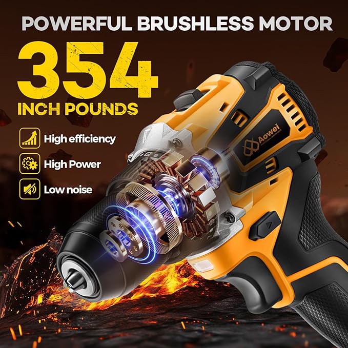 Cordless Drill Set/Driver, 20V Electric Power Drill With Battery And Charger, 40N Torque, 20+1 Settings, 2 Batteries,3/8-Inch Keyless Chuck, Driver Bits Kit, LED Light