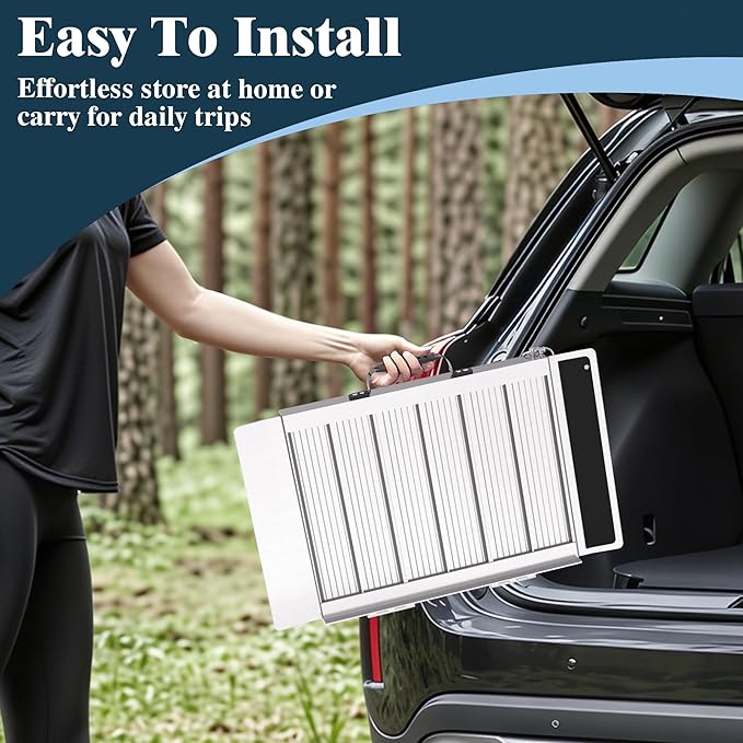 Portable Wheelchair Ramp 2FT, Non-Slip Aluminum Folding Handicap Ramp for Home Steps, 600LBS Capacity Threshold Ramp for Doorways, Stairs, Scooters