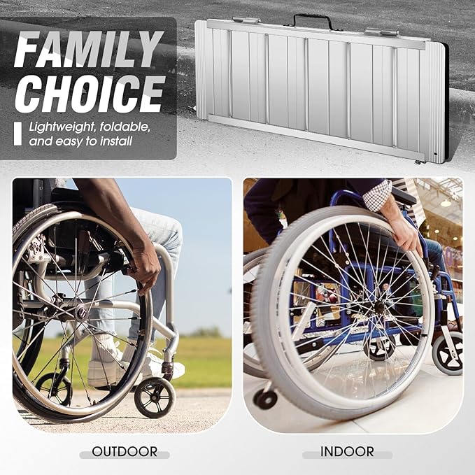 DNA Motoring 3FT Portable Non-Slip Wheelchair ramp, 600lbs Capacity Aluminium Versatile Loading Ramp, Non-Skid Ramps Telescopic Ramps for Home, Steps, Stairs, TOOLS-00613