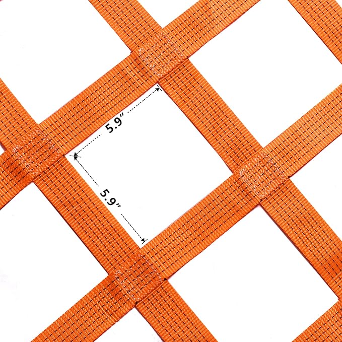 6.56' x 6.56' Polyester Cargo Lifting Net, Flat Sling Hoisting Straps for Loading and Unloading, Heavy Duty Hanging Mesh, 4400 lbs Capacity