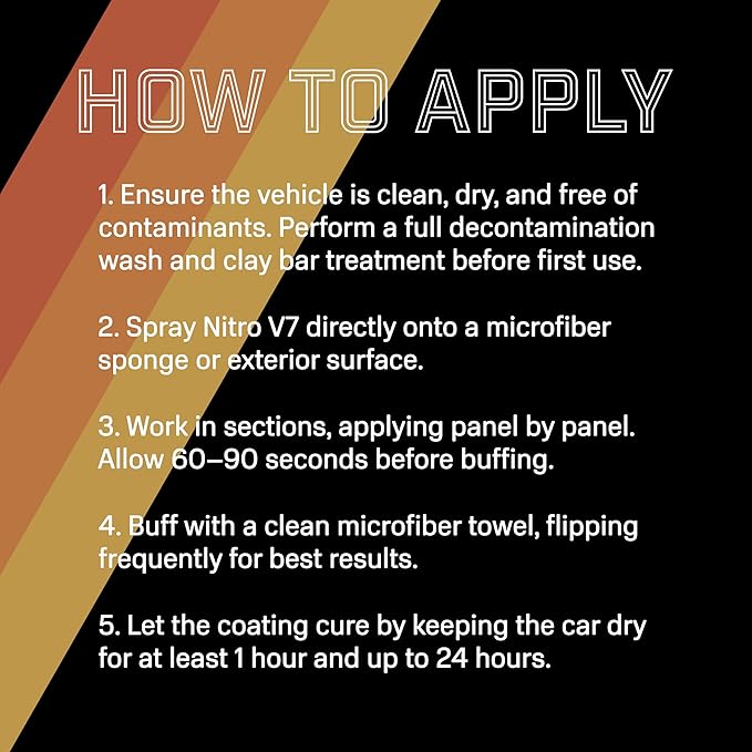 NITRO V7 Spray - 7H Ceramic Coating Spray with Proprietary XiO2™ Formula Creates Tri-Molecular Bond - 1+ Year of Hydrophobic, Self Cleaning Protection & High-Gloss Shine - Easy Application
