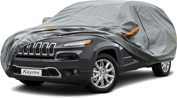 Kayme Heavy Duty SUV Car Cover Custom Fit Jeep Cherokee (2013-2025) Waterproof All Weather for Automobiles, Full Exterior Covers Sun Rain UV Protection.（Deliver About 3-10 Days）