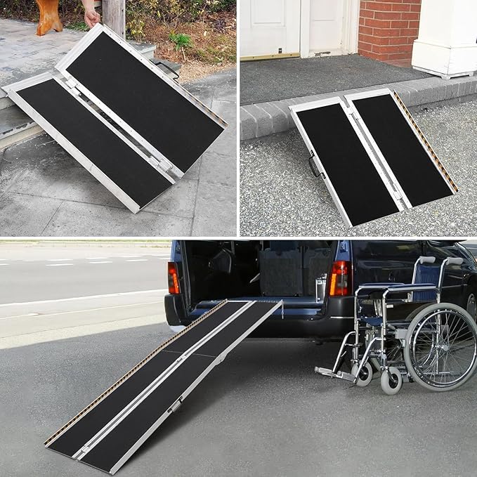 Portable Wheelchair Ramp 2FT, Anti-Slip Aluminum Handicap Ramp for Wheelchair for Wheel Chair Ramp Steps, Home, Cars, Scooter, Curbs, Stairs, Cart