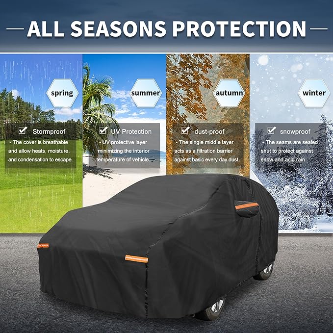 X AUTOHAUX Car Cover for Toyota Sienna 210D-PU Outdoor Full Car Cover All Weather with Door Zipper for Waterproof Windproof Sun Rain Snow Protection