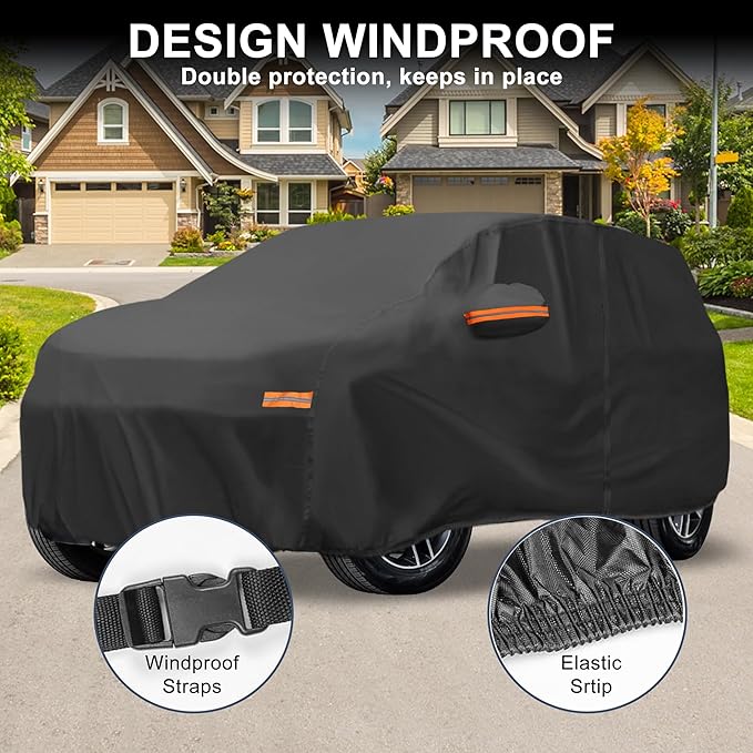 X AUTOHAUX Car Cover for Jeep Grand Cherokee 2002-2025 Aluminum Film Outdoor Waterproof Sun Rain Snow Hail Protection with Driver Door Zipper