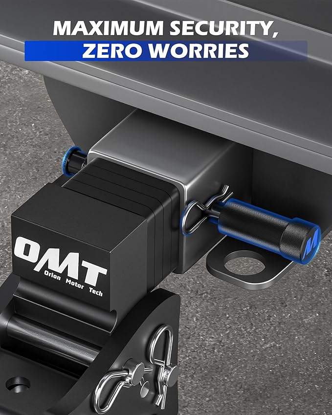 Orion Motor Tech Locking Hitch Pin, Fits 2" Receiver with 5/8" Diameter Hitch Pin Lock, Anti-Theft Steel Hitch Pin Lock with Key for Class III IV Hitches, Anti-Rattle Trailer Hitch Pin with O-Rings