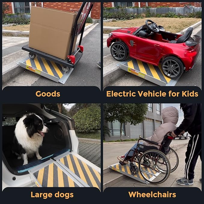 Ramps for Wheelchair for Home, Portable Ramps with a Non-Slip Surface, 3FT Threshold Ramp for Steps, Doorways, Curbs, Lightweight and Foldable, 36" L x 31.3" W, 600 lbs Capacity