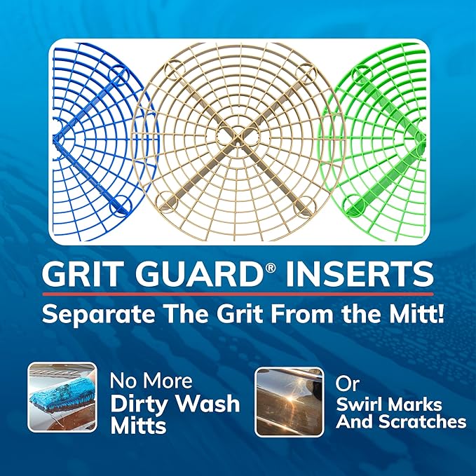 Grit Guard The Original Black/Blue Insert (2 Pack) | 10" Diameter Car Wash Bucket Guard for Car Washing & Detailing | Compatible with 3.5, 4, 5 and 6 Gallon Buckets