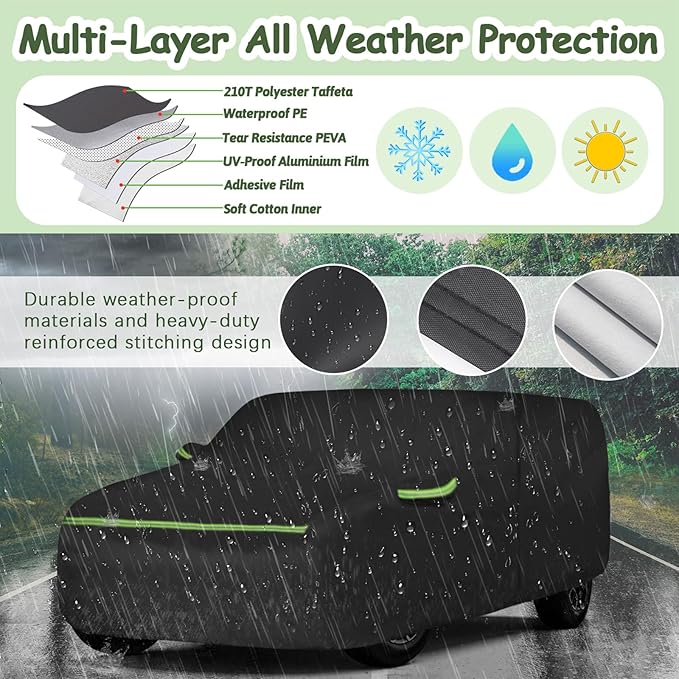 Car Cover for 2003-2025 Chevrolet Express Van/GMC Savana Cargo Van 1500/2500/3500 Regular SWB, Waterproof 210T Sun Rain UV Dust Snow Protection Car Cover with Zipper Door & Windproof Straps
