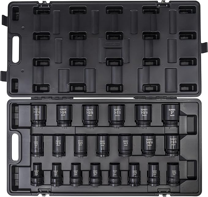 SUNEX TOOLS 5693 1-Inch Drive SAE Deep Impact Socket Set, 21 piece