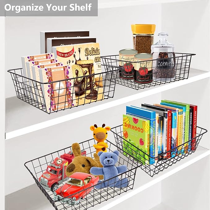 Pantry Baskets Pantry Organization and Storage 4 Pack Large Wire Baskets for Organizing Pantry Storage Bins Metal Wall Hanging Basket