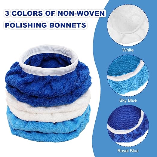 15 Pieces Car Polisher Pad Bonnet Microfiber Polishing Bonnet Buffing Pads Orbital Buffer Polisher Waxing Covers for Cleaning and Polishing (5-6 Inches)