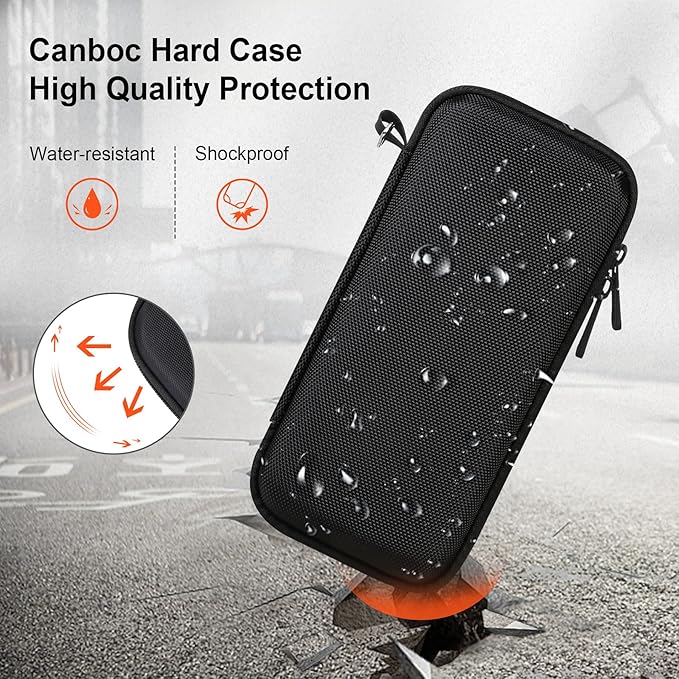 Canboc Carrying Case Compatible with Air moto Tire Inflator Portable Air Compressor, Air Pump for Car Tires Travel Bag, Mesh Pocket fit Air Hose, USB Cable and Accessories, Black (Case Only)
