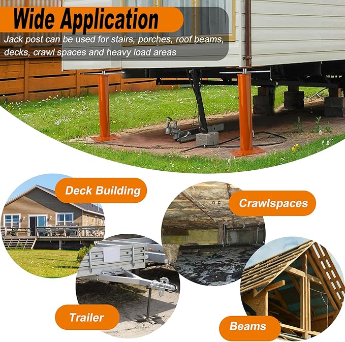 16"-21" Adjustable House Jack | 5-Ton Heavy Duty Floor Basement Jacks | House Floor Jacks Post for Beam Support, Crawl Space Shoring, Foundation Leveling & Structural Repair | Support Pole