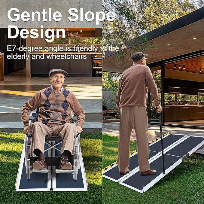 Portable Wheelchair ramp 5FT,No-Slip Aluminum Folding Handicap Ramp 800lbs Weight capacaity,Wheel Chair ramp for Home Steps,Stairs,car