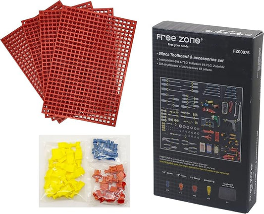FREE ZONE 68-Piece Large Pegboard Tools Organizer Set,(Red) Tool Box and Storage, Tool Box Drawer Organizer for Tool Chest Cart Cabinet Workbench